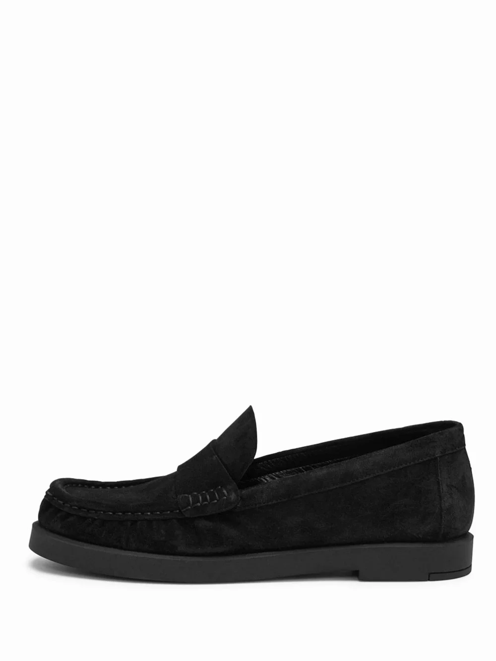 STUART WEITZMAN BLACK SUEDE BLAKE ROUND TOE PENNY LOAFER 9 B